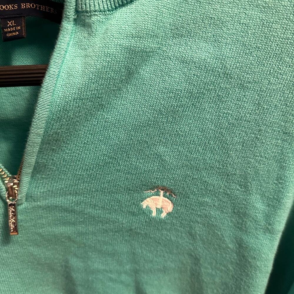 Women’s Brooks Brother Teal Aquamarine Half-Zip Sweater, EUC, XL - Picture 2 of 5